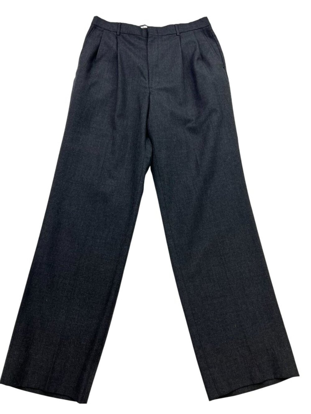 Mens Straight Relaxed Pleated Dress Pants Size 34x42 Charcoal Gray Cla